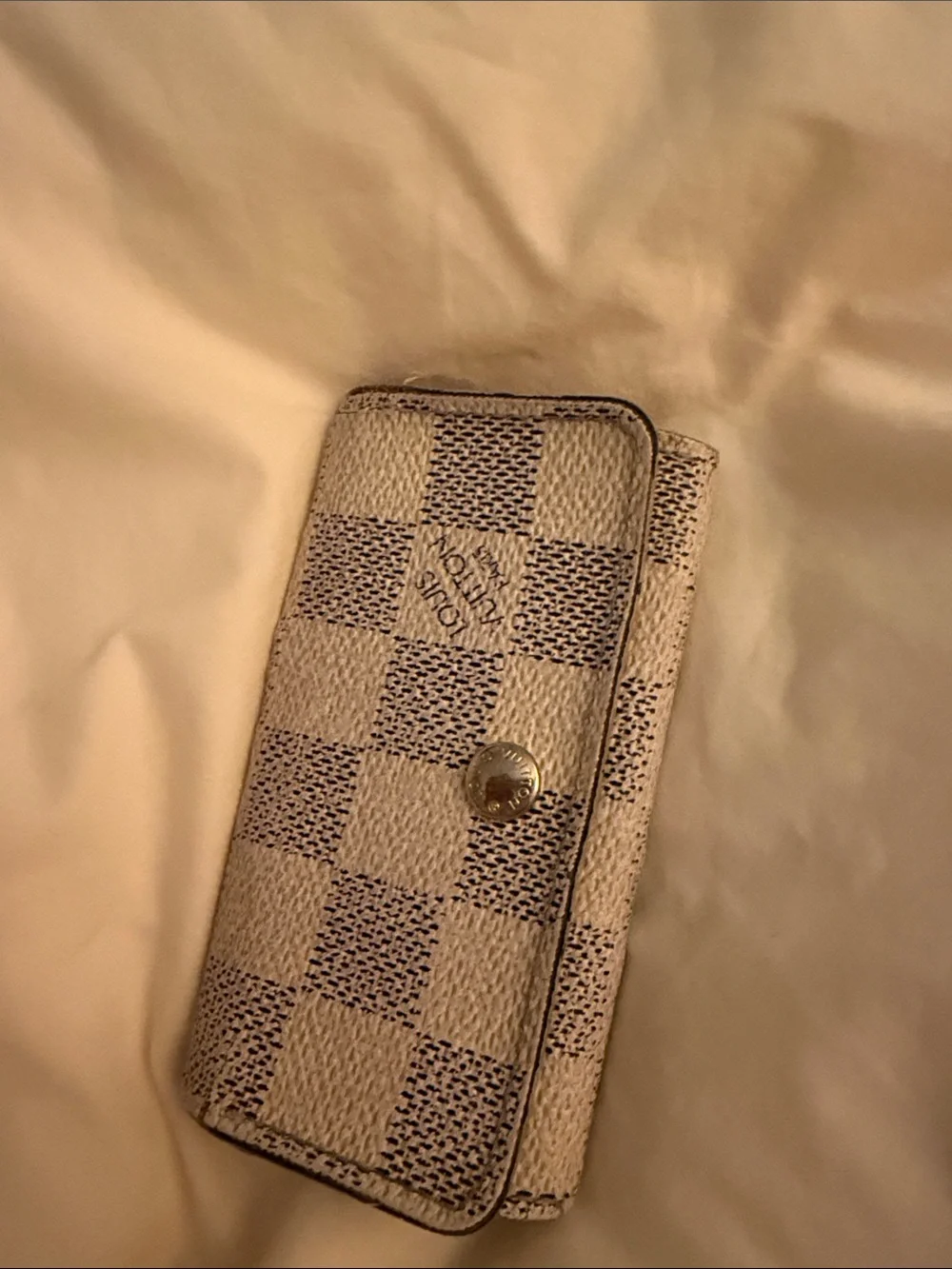 Louis Vuitton Blue and Cream Checkered Key & Card Holder